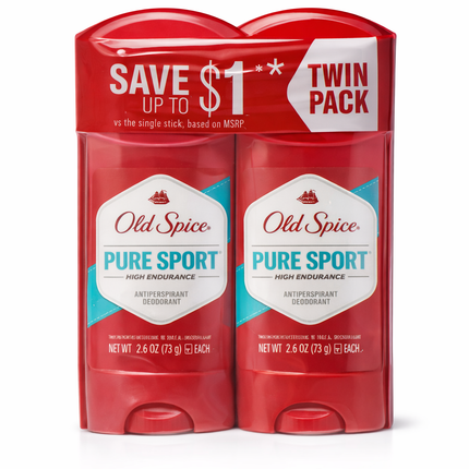 Old Spice Pure Sport – Twin Pack Antiperspirant &amp; Deodorant (High Endurance)