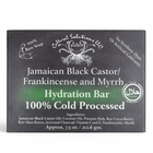 Jamaican Black Castor Soap hydration bar packaging featuring Frankincense and Myrrh ingredients.