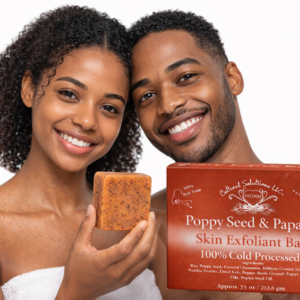 natural exfoliating soap with poppy seeds and papaya
