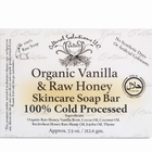 Organic Vanilla & Raw Honey Skincare Soap Bar — 100% Cold Processed