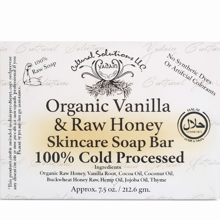 Organic Vanilla & Raw Honey Skincare Soap Bar — 100% Cold Processed